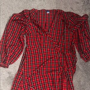 Old Navy Women’s Red Plaid Wrap Dress
